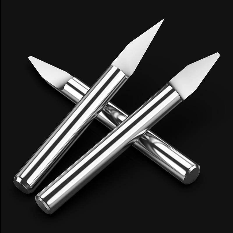 HUHAO 4mm Shank Flat bottom Engraving Bit for Carving Metal CNC Router tools 3A carbide overall length 40m V bitm
