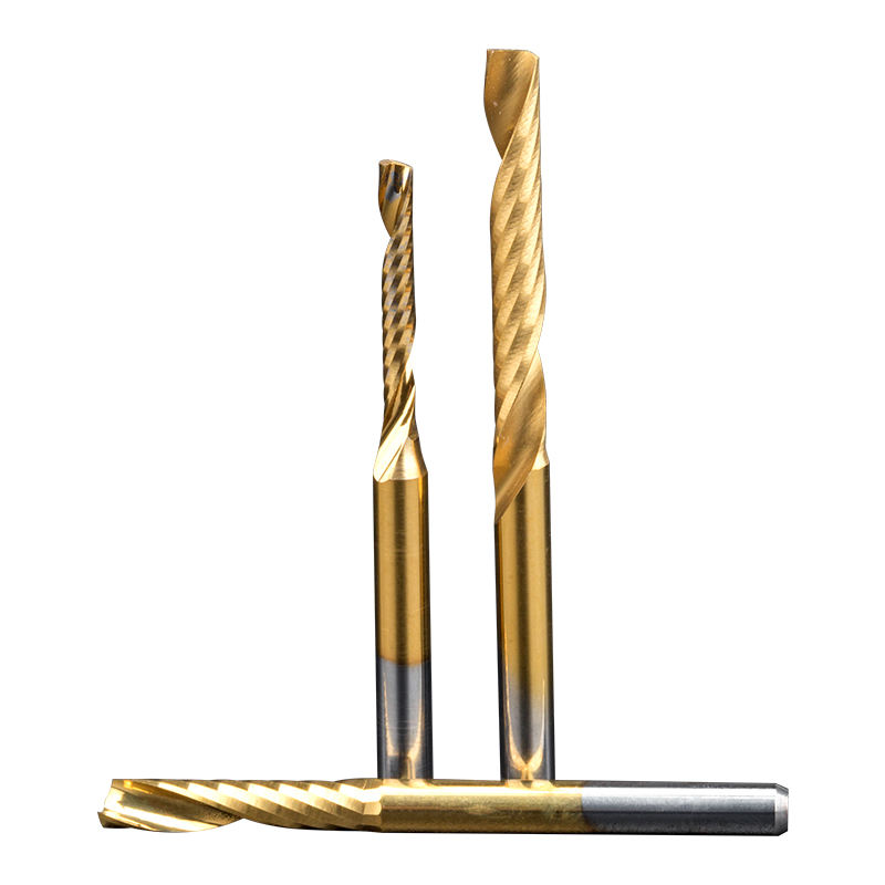 HUHAO carbide milling cutter 3.175mm tungsten drill bit mirror polish single flute spiral acrylic cnc router tools