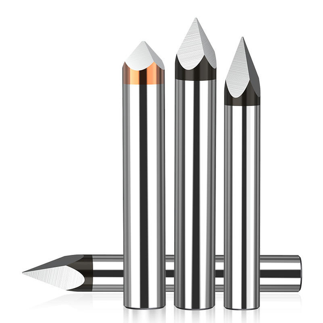 HUHAO 6MM shank four faces V cutter 45-90 degree cnc wood milling cutter tungsten steel acrylic engraving router bit