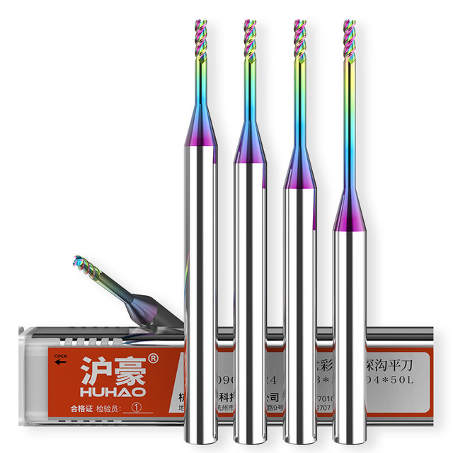 HUHAO HRC 45 aluminum copper two flutes carbide tungsten steel end mill coated milling cutter cnc aluminum milling cutters
