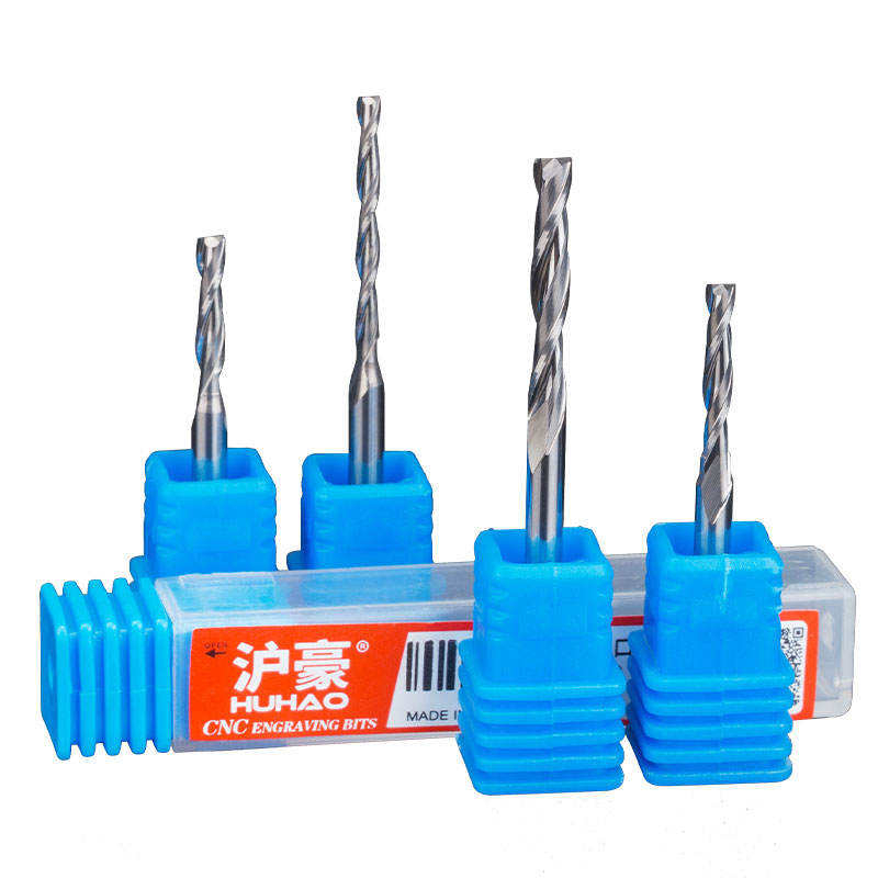 HUHAO Coated Solid Carbide Alloy End Mill Two Flutes Spiral CNC Router Bit 3.175mm for Wood Aluminum 2174