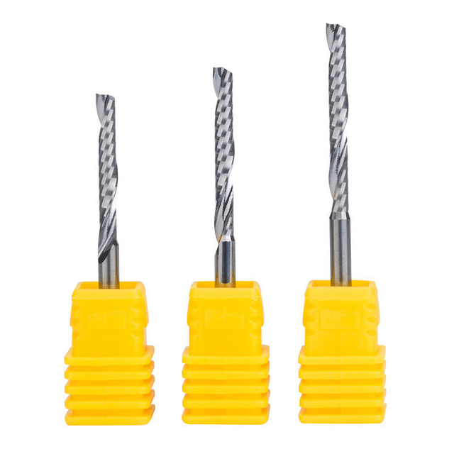 HUHAO 5mm acrylic tungsten steel milling cutter CNC single flute spiral router drill bits
