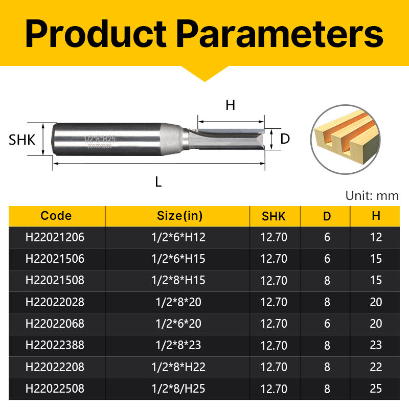 HUHAO 12.7mm PCD straight cutter wood router bit acrylic slotting router bits