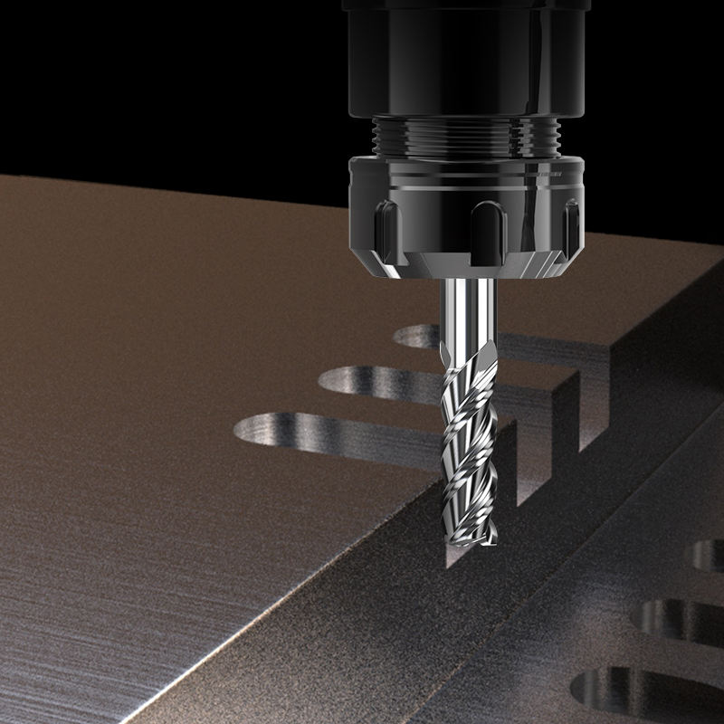 HUHAO HRC 62 aluminum three flutes carbide tungsten steel end mill polished milling cutter cnc aluminum milling cutters