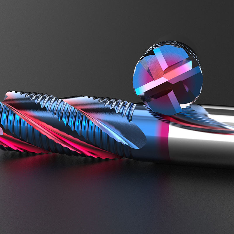 HUHAO HRC 65 four flutes spiral coated milling cutter tungsten steel metal roughing end mill cnc carbide router tools