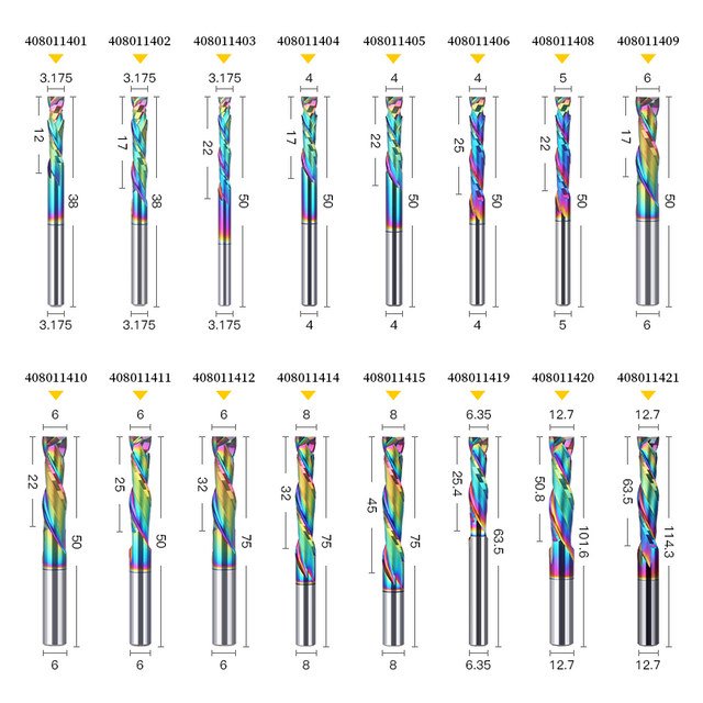 Huhao Blue Nano Coated Compression up Down End Mill Fresa up and Down Cut for Hard Wood Metal 408011401