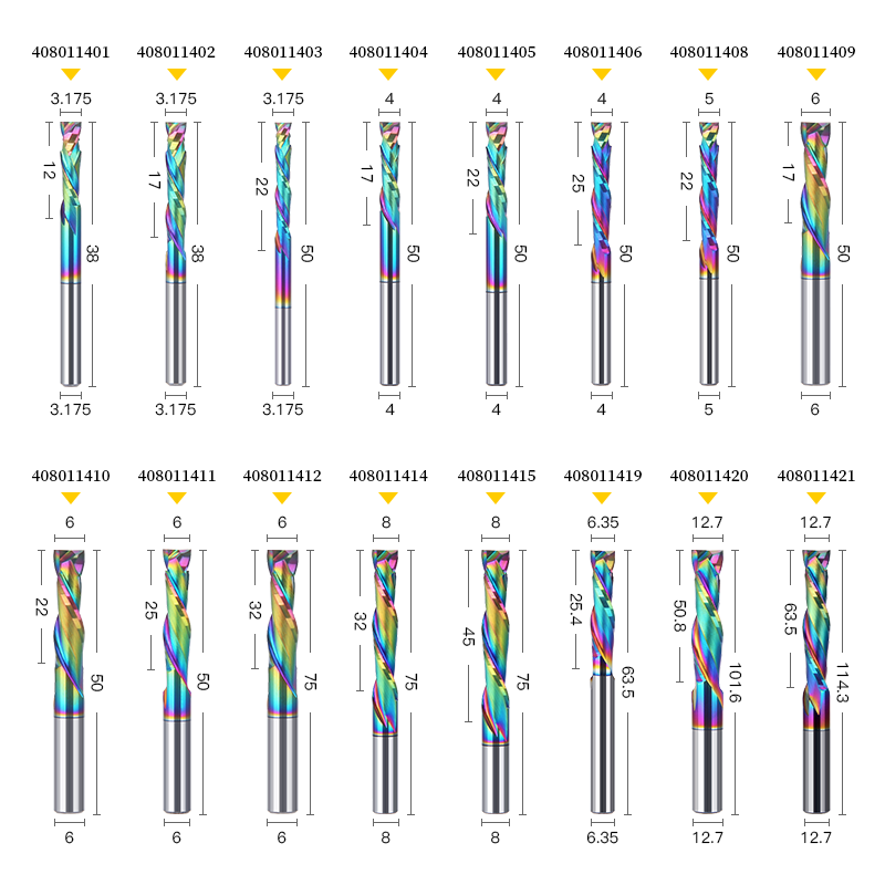 Huhao Blue Nano Coated Compression up Down End Mill Fresa up and Down Cut for Hard Wood Metal 408011401