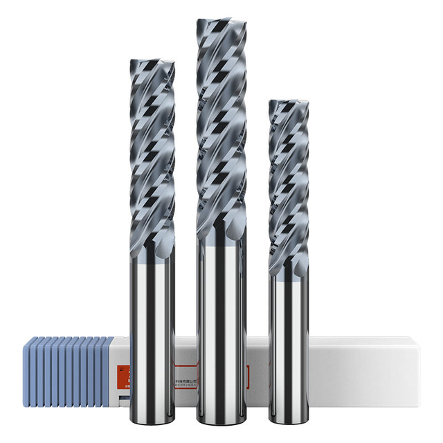 HUHAO HRC70 four flutes spiral Alnovz3 coated tungsten steel end mill cnc metal engraving bits