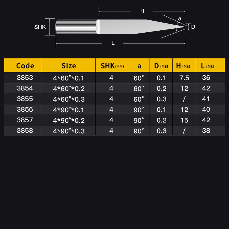 HUHAO 4mm Flat Bottom Engraving Bit Carbide Carving Milling Cutter CNC Router Tool PVC For Acrylic Plastic Wood
