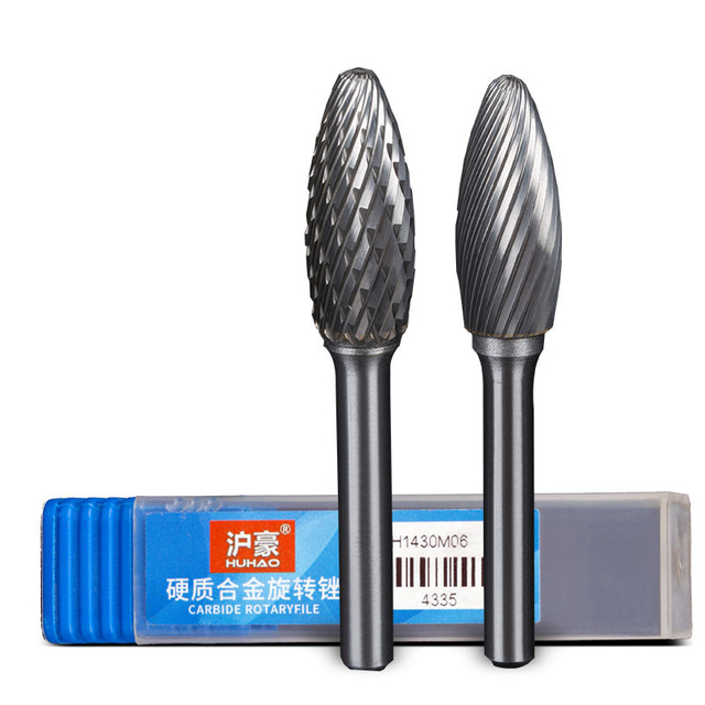 HUHAO 6mm Shank Tungsten Carbide Rotary Point Burr Die Grinder Bit Metal Polishing Milling Cutter Abrasive Tools