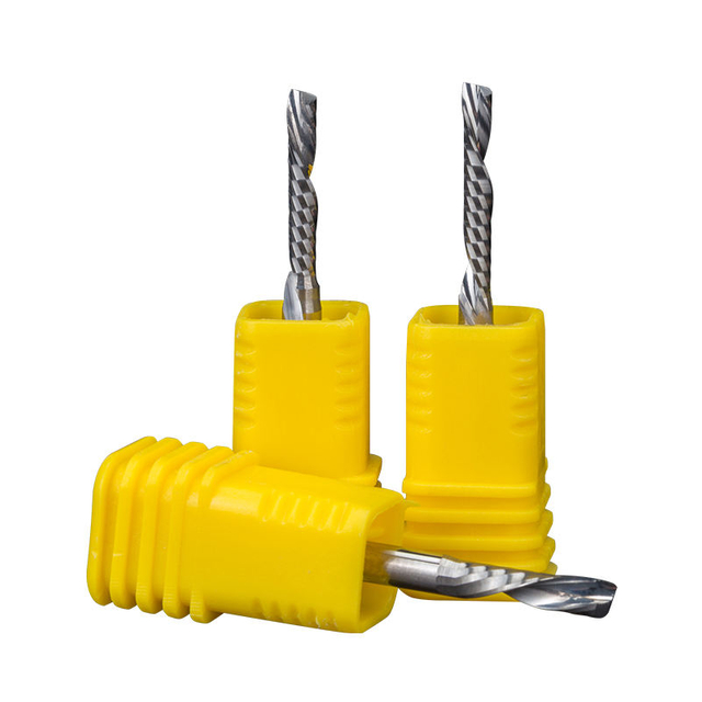 HUHAO 1/8 left cut single flute spiral CNC milling cutter tungsten carbide steel drill bits router tools end mill