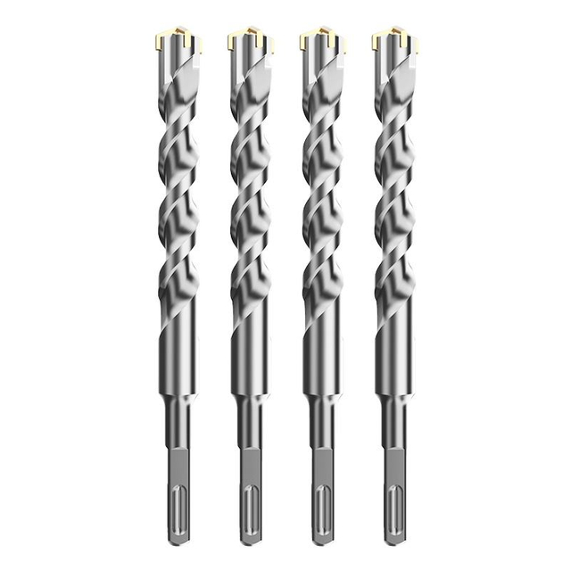 HUHAO four flutes twist bit round shank rock stone drill bits square brick wall hole saw bitsfor handle drill