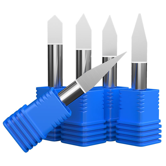 HUHAO 3A 6mm Shank Flat bottom Engraving Bit for Carving Metal Tungsten steel overall length 40m V bit CNC Router tools