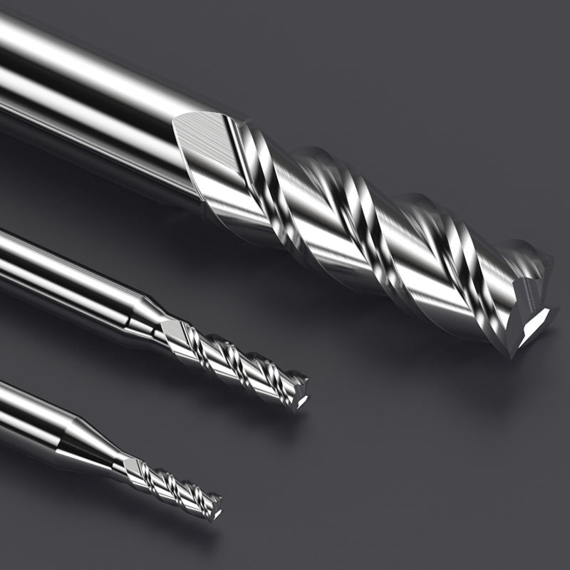 HUHAO HRC 62 aluminum three flutes carbide tungsten steel end mill polished milling cutter cnc aluminum milling cutters