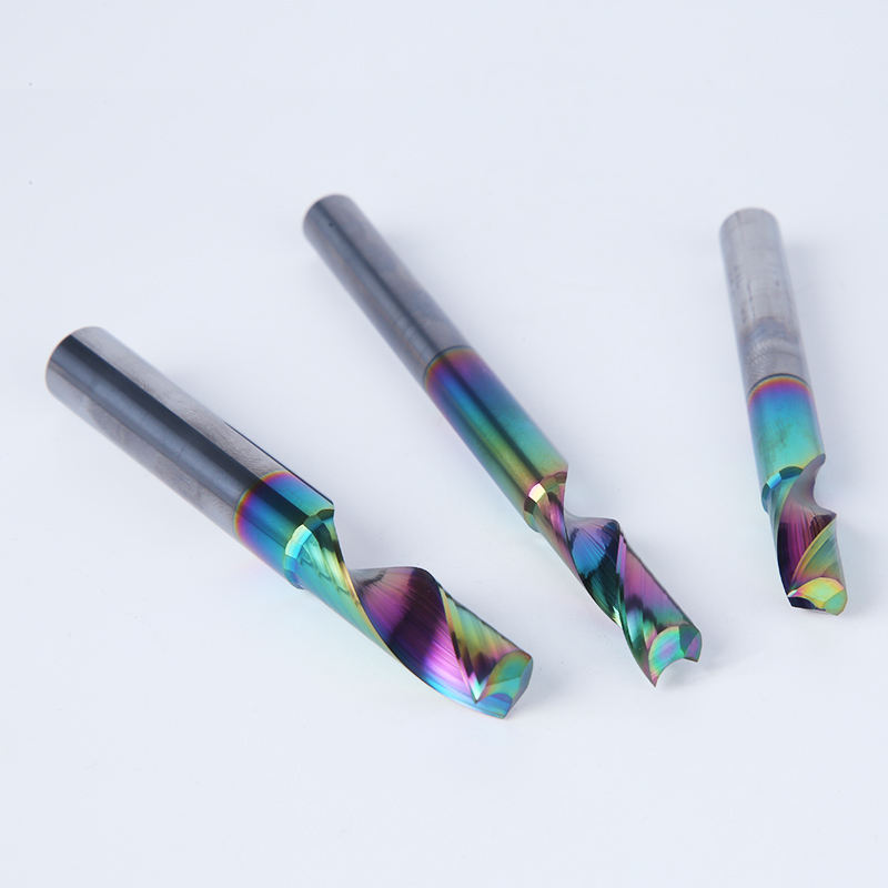 HUHAO 8mm cnc milling cutter tungsten carbide steel 10mm DLC coated drill bit single flute spiral router cutter for aluminum