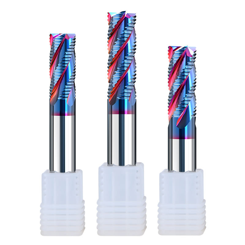 HUHAO HRC 65 four flutes spiral coated milling cutter tungsten steel metal roughing end mill cnc carbide router tools