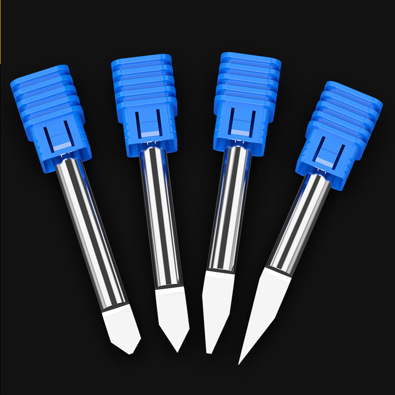 HUHAO 4mm Shank Flat bottom Engraving Bit for Carving Metal CNC Router tools 3A carbide overall length 40m V bitm
