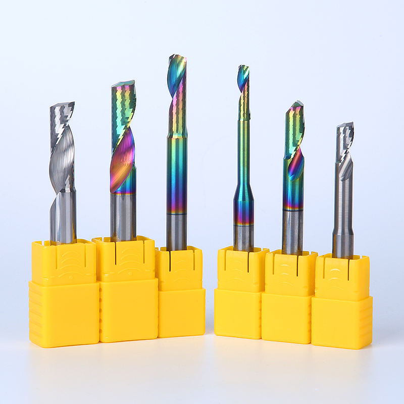 HUHAO 8mm cnc milling cutter tungsten carbide steel 10mm DLC coated drill bit single flute spiral router cutter for aluminum