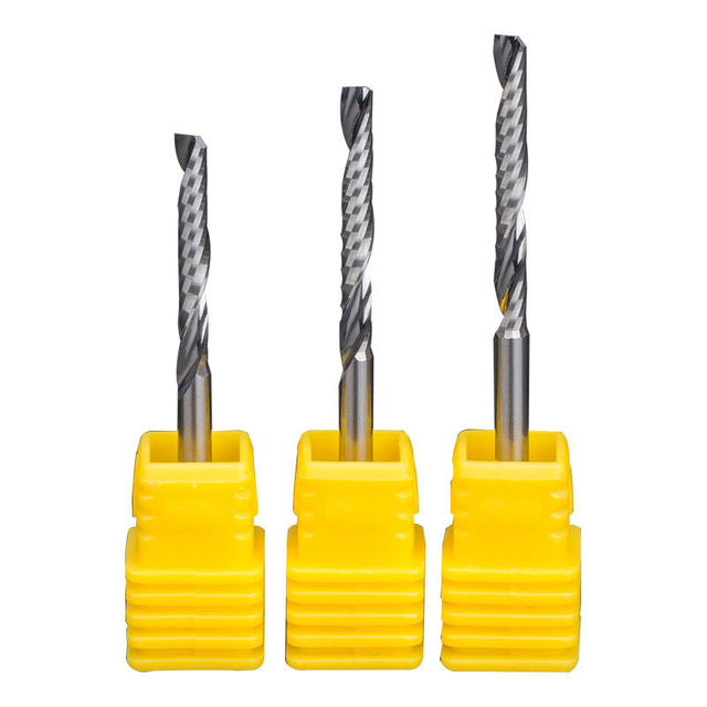 HUHAO CNC 3.175mm engraving bit Solid Carbide Single Flute End Mill Wood Milling Cutter wood cutting tools