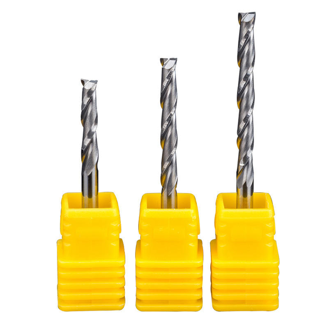 HUHAO 3.175mm two flutes spiral milling cutter carbide tungsten steel drill bit cnc router cutters acrylic cut