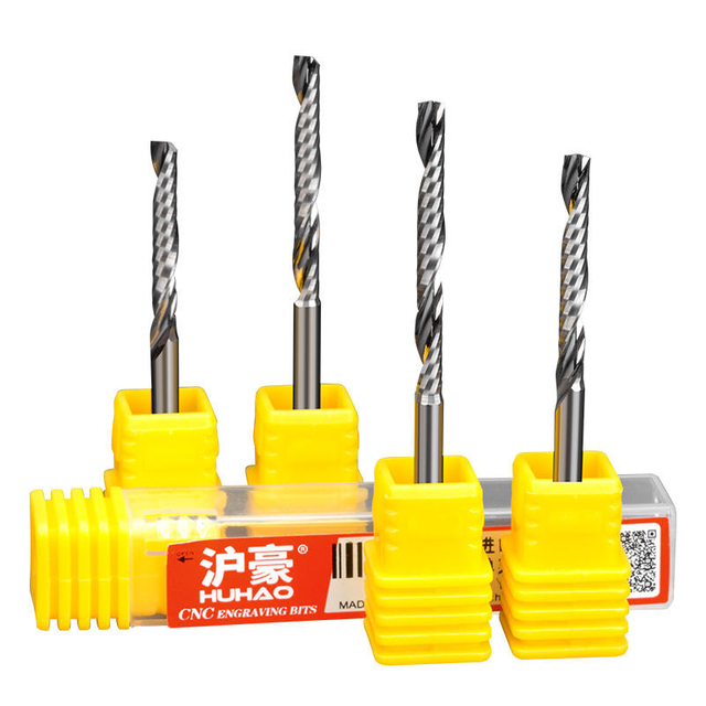 HUHAO 3.175mm wood milling cutter MDF high hardness tungsten steel drill bits for Solid wood density board