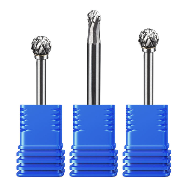 HUHAO 3mm shank Carbide Cutting Tools double cut single slot wood tungsten carbide rotary burr sets rotary files