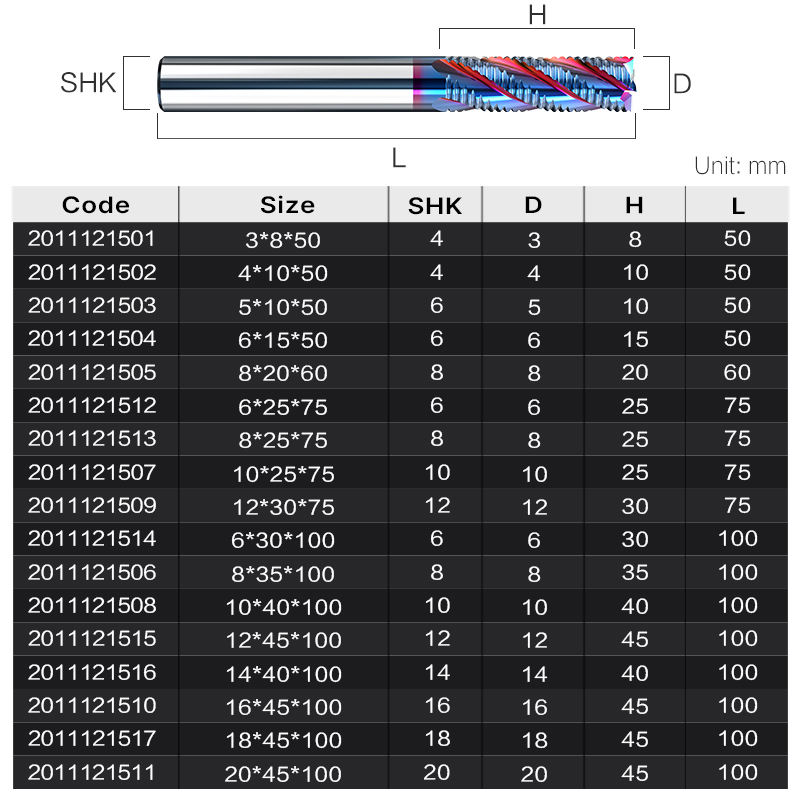 HUHAO HRC 65 four flutes spiral coated milling cutter tungsten steel metal roughing end mill cnc carbide router tools