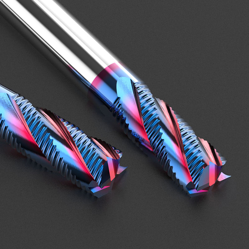 HUHAO HRC 65 four flutes spiral coated milling cutter tungsten steel metal roughing end mill cnc carbide router tools