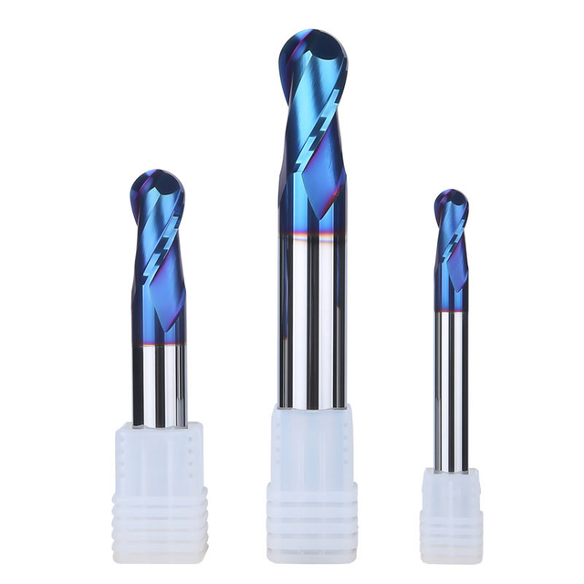 HUHAO HRC 65 double flutes ball nose TiSiN coated tungsten steel end mill cnc milling cutter carbide end mills