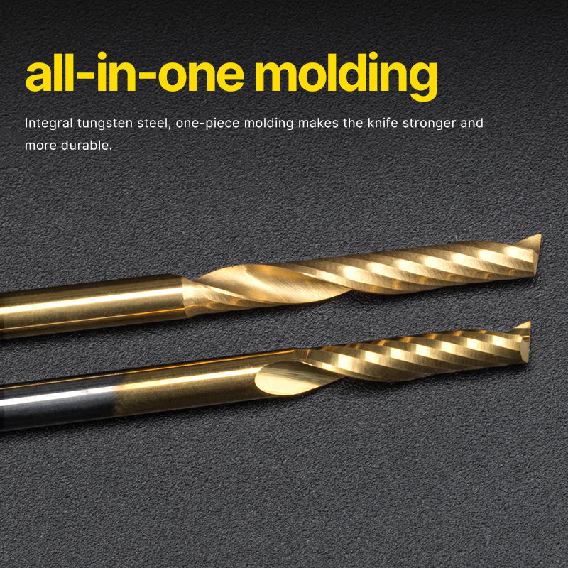 HUHAO carbide milling cutter 3.175mm tungsten drill bit mirror polish single flute spiral acrylic cnc router tools